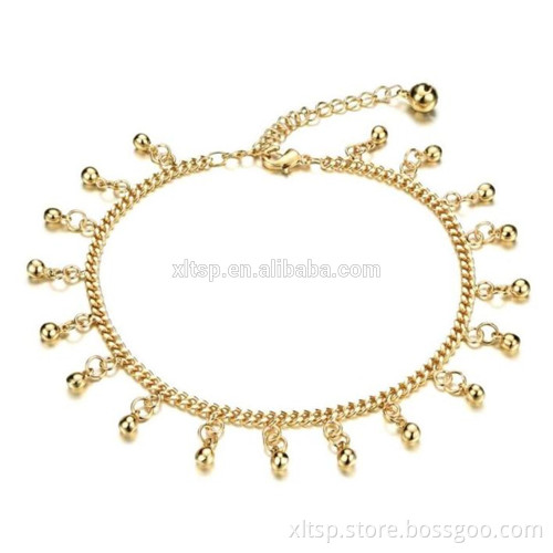 Womens Link Ankle Bracelet Silver Chain with Bell Charms Anklets